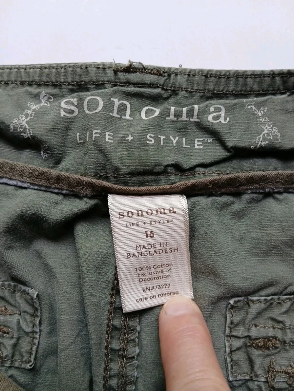 Sonoma Modern Fit Olive Green Skirt Size 16 Utility Cargo Pockets